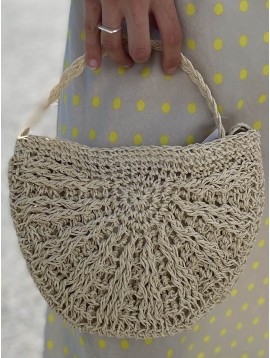 Sac/ pochette en demi lune tressé porté travers avec zip 