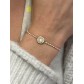 Bracelet Acier - Perles plates et médaillons colorés sur lien serrage 