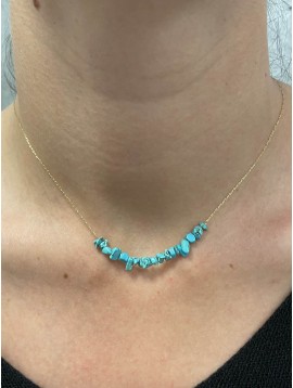 Collier Acier - Rang pierres asymétriques sur chaine fine 
