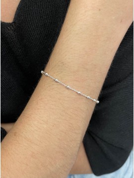 Bracelet Argent - Petites perles argent sur chaine fine 