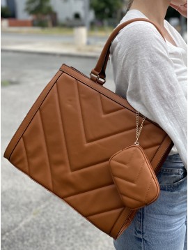 Sac porté épaule A4  matelassé avec porte monnaie