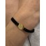 Bracelet Acier - Pendentif pstille oeil sur lien tissu velour