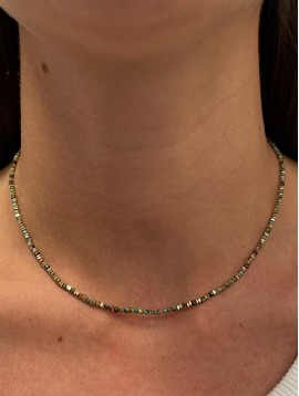 Collier Acier - Chaine perles de verre et métal