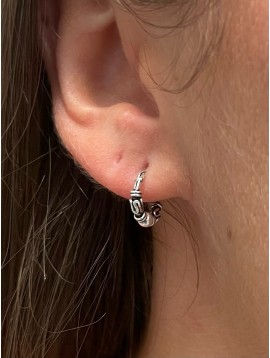 BO percées Argent - Mini créoles argent vielli avec serpents et boule