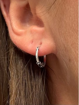 BO percées Argent - Mini créoles argent vielli avec petit serpent