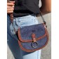 Sac porté travers arrondie bi matières croco avec rabat boucle 