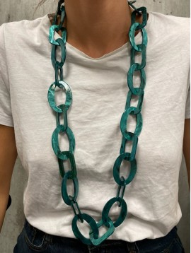 Collier Fantaisie - Enchainement ovales en résine scintillant 