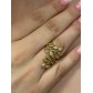 Bague Acier réglable - Petites feuilles entrelacées sur anneaux fins 