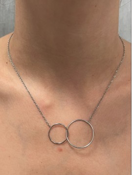 Collier Acier - Anneaux entrelacés sur chaine fine 