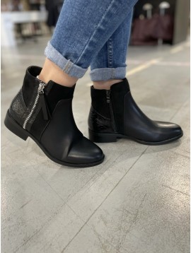 Bottines avec petit talon et zip sur le côté multi matières