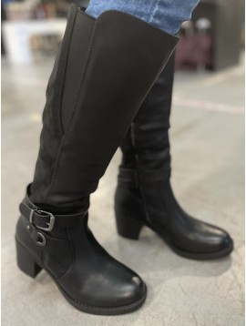 Bottes cavalière avec boucle sur le côté bi-matière