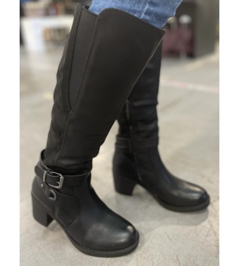 Bottes cavalière avec boucle sur le côté bi-matière