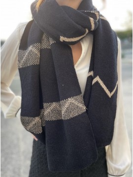 Echarpe épaisse maille unie lurex et zig-zag