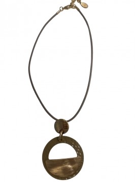 Collier Fantaisie - Pastilles rondes pendantes sur lien cordon