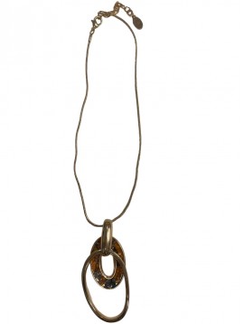 Collier Fantaisie - Long pendentif ovales entrelacés avec pierres 