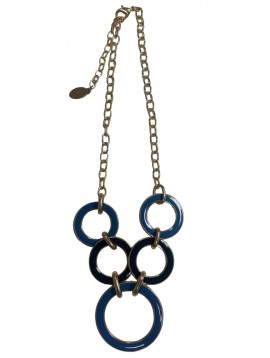 Collier Fantaisie - Anneaux en résine colorée sur chaine 