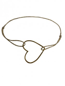 Bracelet Acier - Coeur fin acier sur cordon