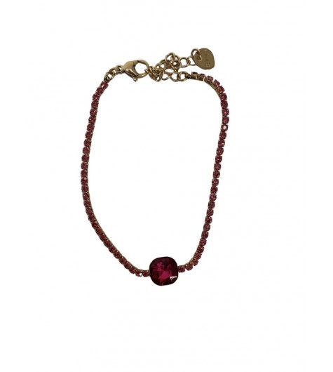 Bracelet Acier - Bracelet avec strass et pendentif pierre 