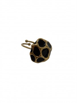 Bague Acier - Boule facettes façon émail réglable