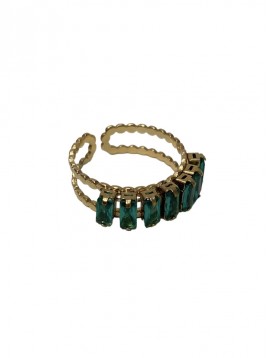 Bague Acier - Bague reglable avec barrette de pierre