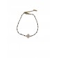 Bracelet Acier -Mini Trèfle sur mini perles façon émail et chaîne fine
