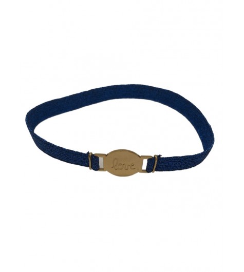 Bracelet Acier- monté sur elastique avec rond \"love\"