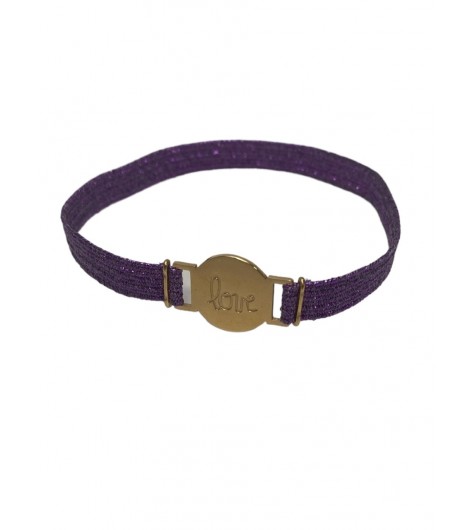 Bracelet Acier- monté sur elastique avec rond \"love\"