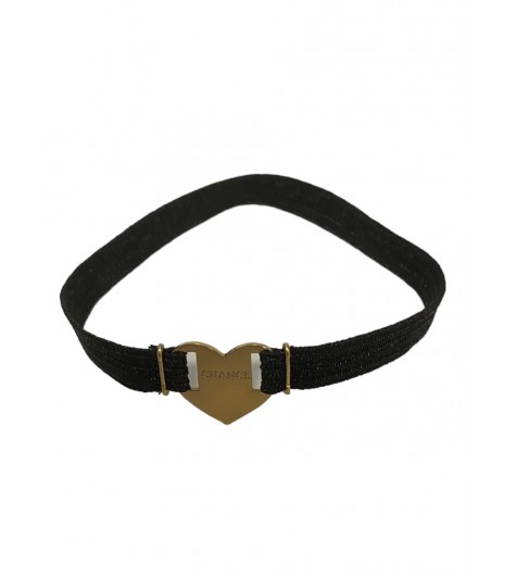 Bracelet Acier- monté sur elastique avec coeur \"chance\"