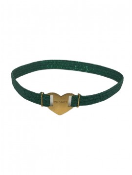 Bracelet Acier- monté sur elastique avec coeur \"chance\"