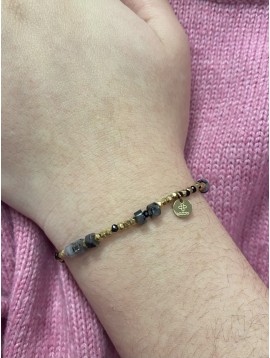 Bracelet Acier - Perles et perles en acier sur élastique 