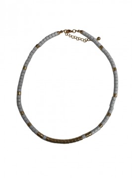 Collier Acier - Court avec perles plates
