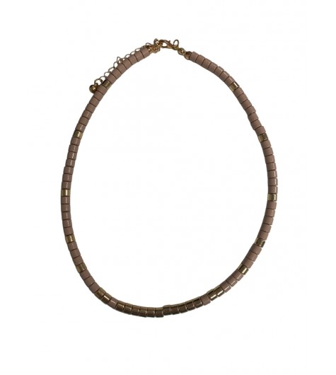 Collier Acier - Court avec perles plates