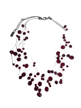 Collier Fantaisie - Multirangs avec boules sur fil transparent 