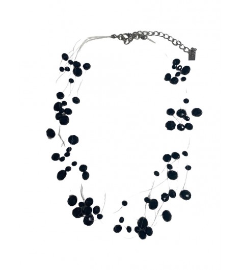 Collier Fantaisie - Multirangs avec boules sur fil transparent 