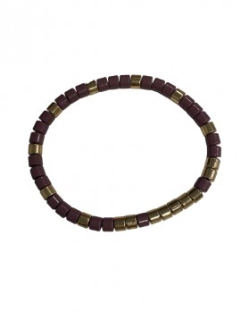 Bracelet acier - Elastique avec perles plates