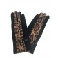 Gants peau de pêche tactie bande imprimée léopard et détail boucle 