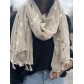 Echarpe viscose imprimée petits chats lurex et bords pompons