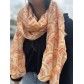 Echarpe viscose imprimée éventails et détails lurex