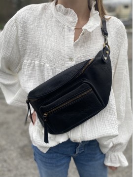 Sac synthé souple forme banane avec compartiment zippé devant 