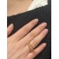 Bague Acier réglable - rang avec petites perles 