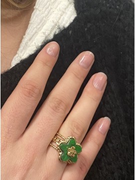Bague Acier réglable - Large fleur sertie sur multi anneaux