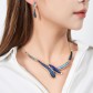 Collier - Ovales dorés creusé et ovales effet pierre