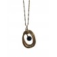 Collier Acier - Pendentif ovale plat avec pierre centrale