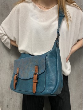 Sac porté travers grand format avec poche rabat brillant