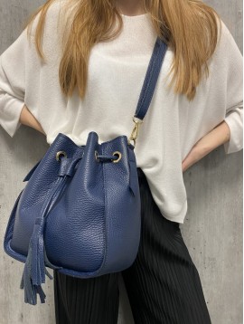 Sac cuir porté travers grainé forme bourse