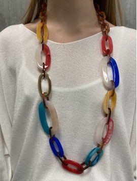 Collier long - Ovales sur maillons en résine