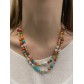Collier - Multirang perles boules avec pierre effet nacré