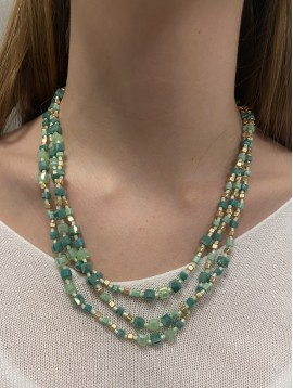 Collier  - Multirangs avec perles cubiques 