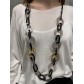 Collier long - Ovales et rond en métal sur cordon