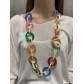 Collier long - Ovales et rond en métal sur cordon